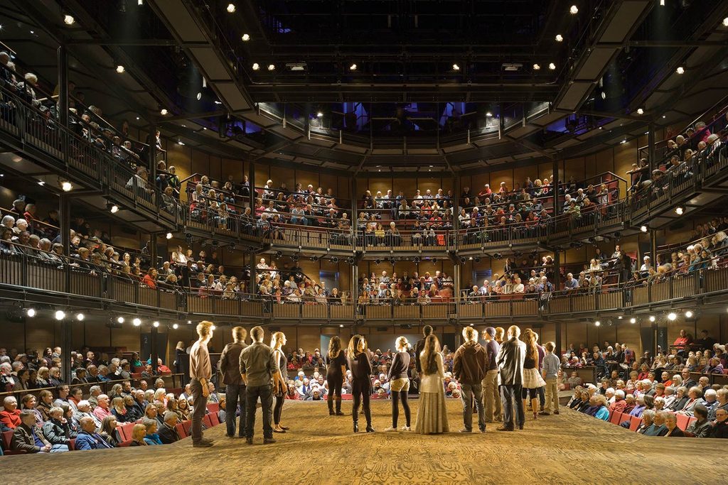 A picture of the Royal Shakespeare Theatre in Stratford-upon-Avon, with the Sir Patrick Stewart seats (somewhere) in view. 